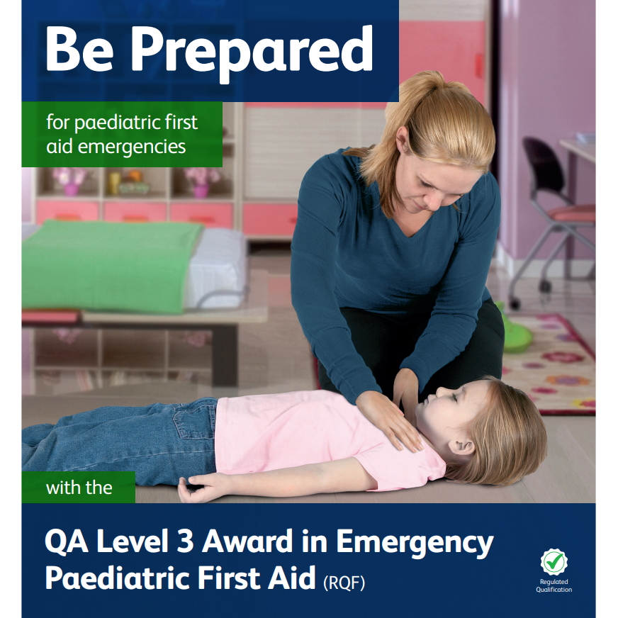 Emergency Paediatric First Aid - Lady checking a young girl who is lying on the floor for a response by tapping on her shoulders