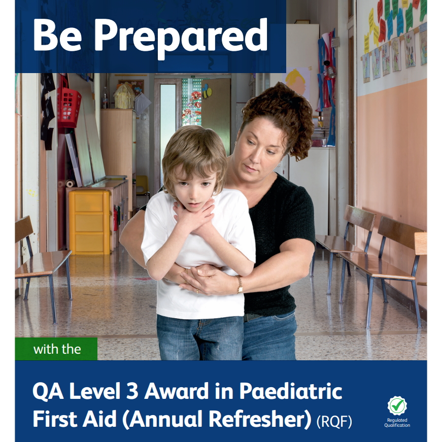Paediatric First Aid (Annual Refresher) - Lady performing abdominal thrusts on a young boy who is choking in a school environment