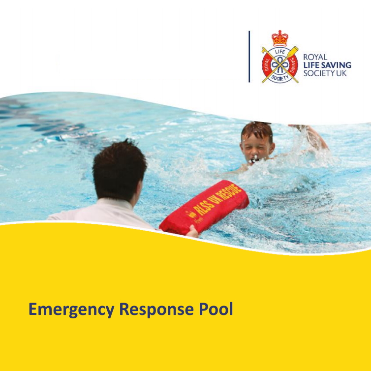 RLSS UK Emergency Response Pool - Lifeguard passing a child a torpedo buoy